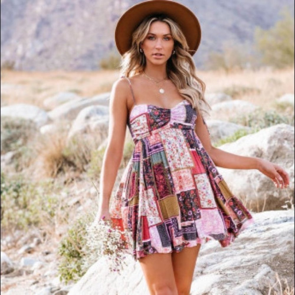 Boho Floral Patchwork Dress- NWT Babydoll